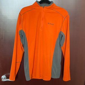 Columbia Long Sleeve Lightweight 1/4 Zip Fleece Orange & Gray - Men's M